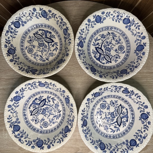 Wedgwood Other - 4 Vintage Enoch Wedgwood BLUE HERITAGE Cereal Bowls 6 5/8" BLUE ONION ENGLAND
